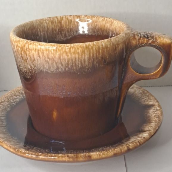 Hull Oven Proof Brown Drip Crestone Coffee Mug Cup & Saucer. - Picture 2 of 7